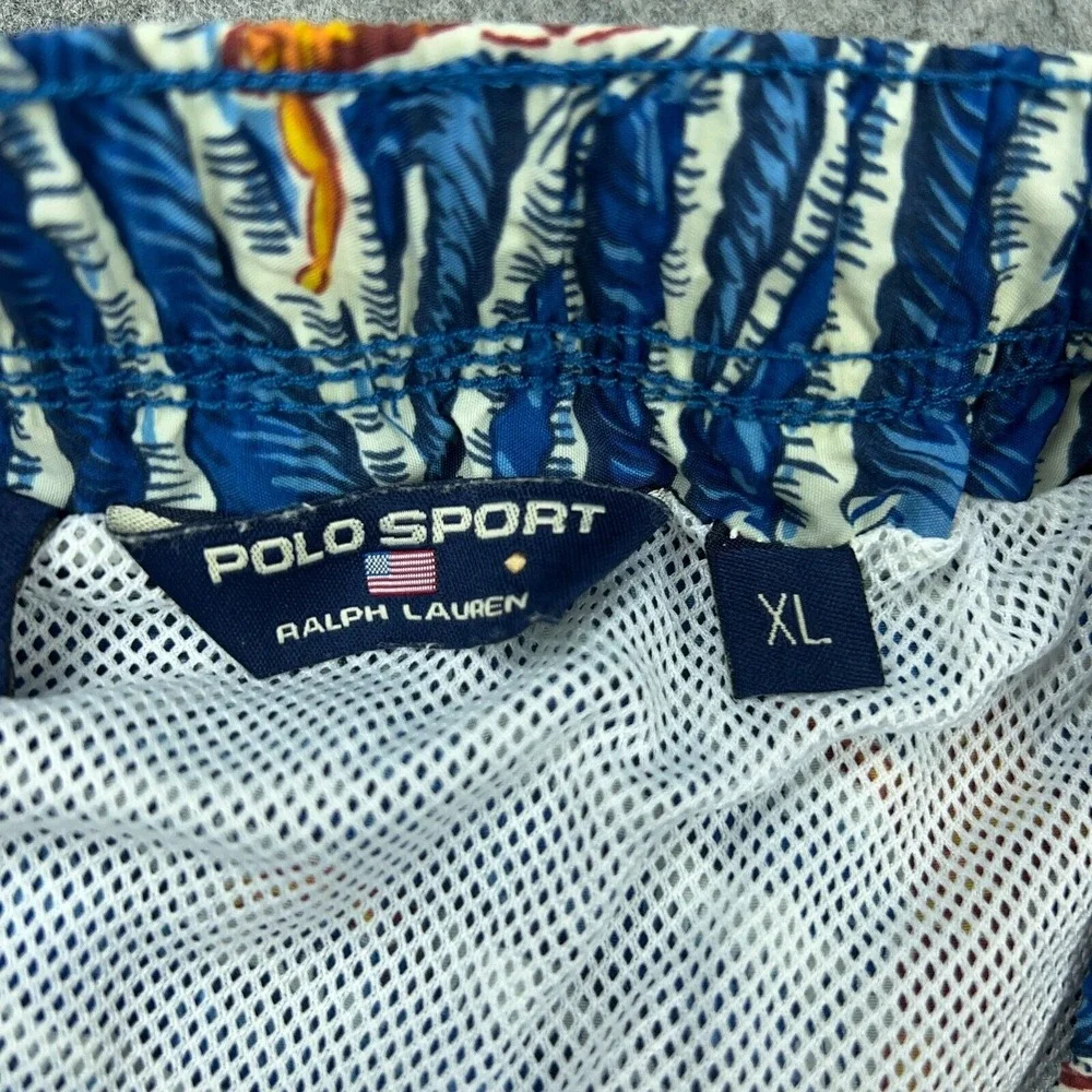 VTG Polo Sport Swim Shorts Mens XL Blue AOP Surf Lined Bathing‎ Suit Trunks Rare